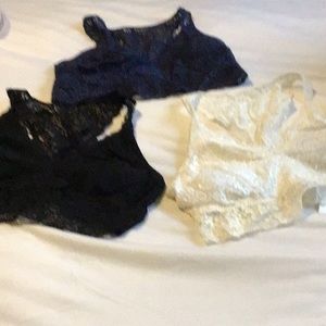 Lace Soma bralettes.